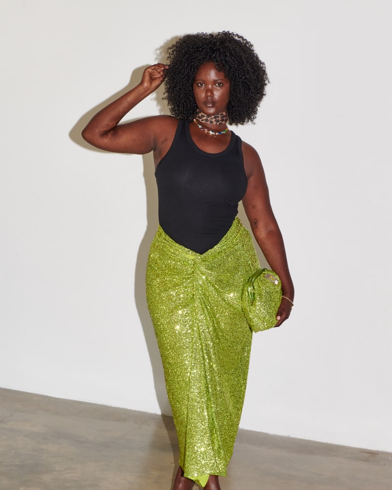 Lime Sequin Jaspre Skirt | Light Green